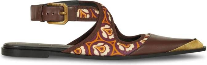 ETRO floral-print buckled ballerina shoes Brown