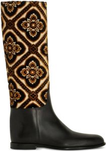 ETRO floral-print jacquard knee-length boots Black