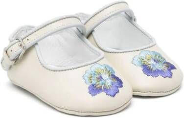 ETRO KIDS floral-embroidered ballerina shoes Neutrals
