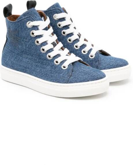 ETRO KIDS logo-embroidered high-top sneakers Blue