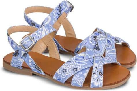 ETRO KIDS paisley-print leather sandals Blue