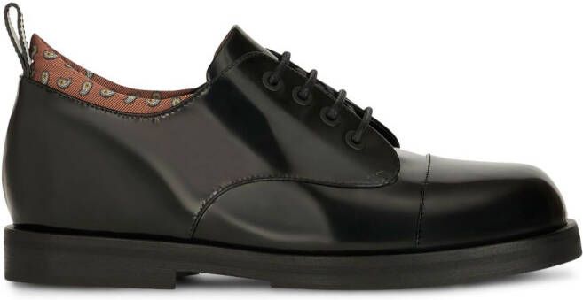ETRO paisley-print leather lace-up shoes Black