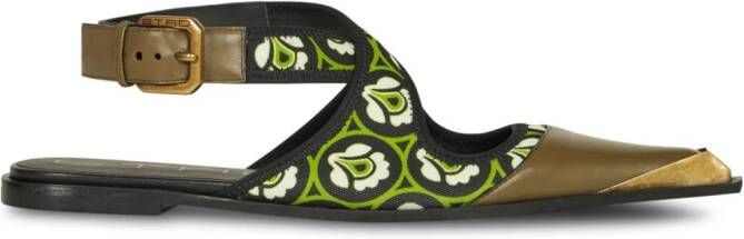 ETRO printed slingback ballerina shoes Green