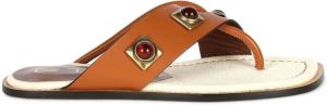 ETRO stone-embellished thong-strap sandals Brown