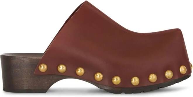 ETRO studded leather clogs Brown