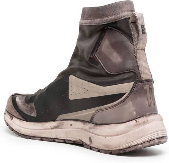 11 By Boris Bidjan Saberi distressed-effect panelled ankle boots Brown