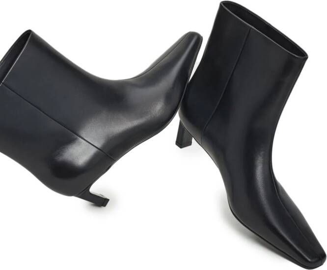 12 STOREEZ 40mm square-toe leather ankle boots Black
