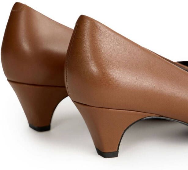 12 STOREEZ 50mm pointed-toe leather pumps Brown