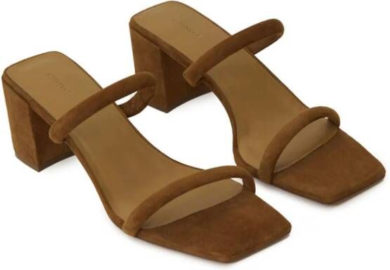 12 STOREEZ 65mm block-heel suede sandals Brown