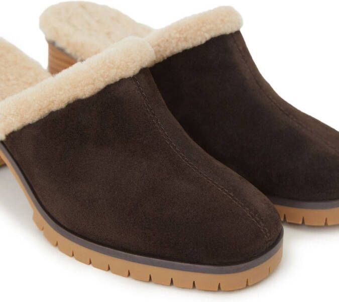 12 STOREEZ 70mm shearling-lined mules Brown