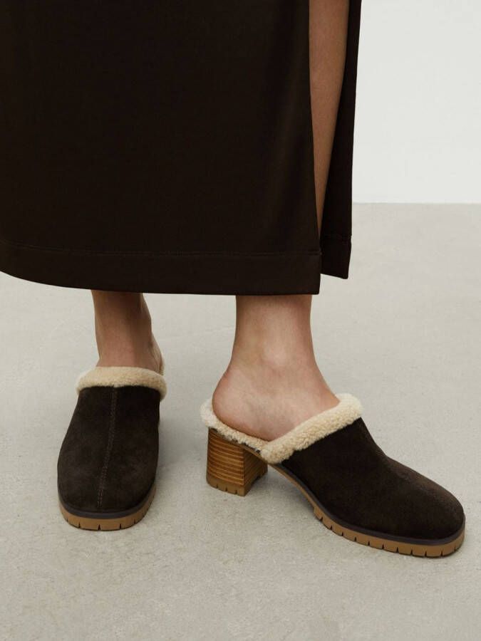 12 STOREEZ 70mm shearling-lined mules Brown