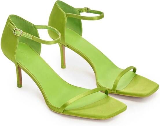 12 STOREEZ 70mm square-toe satin sandals Green