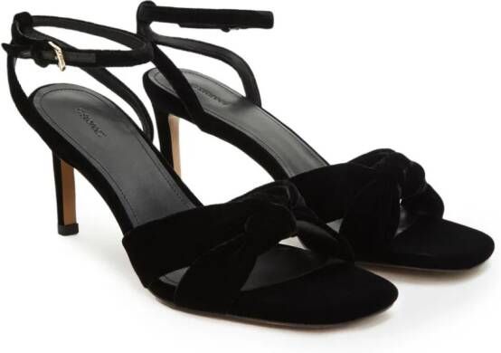 12 STOREEZ 75mm square-toe velvet sandals Black