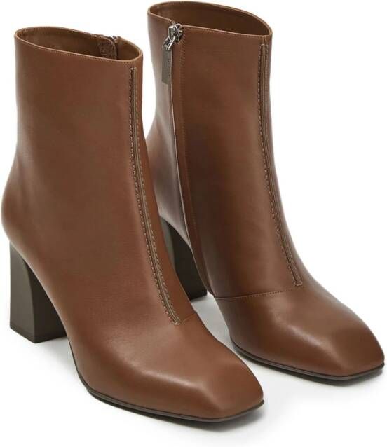 12 STOREEZ 80mm leather ankle boots Brown