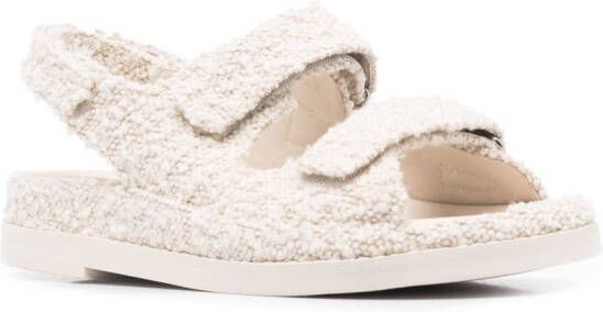12 STOREEZ bouclé textured-finished strap sandals Neutrals