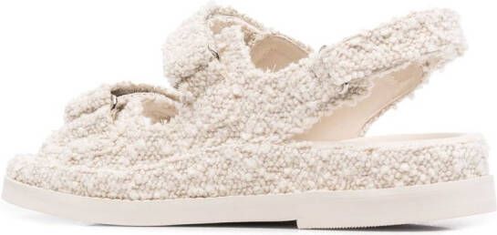12 STOREEZ bouclé textured-finished strap sandals Neutrals