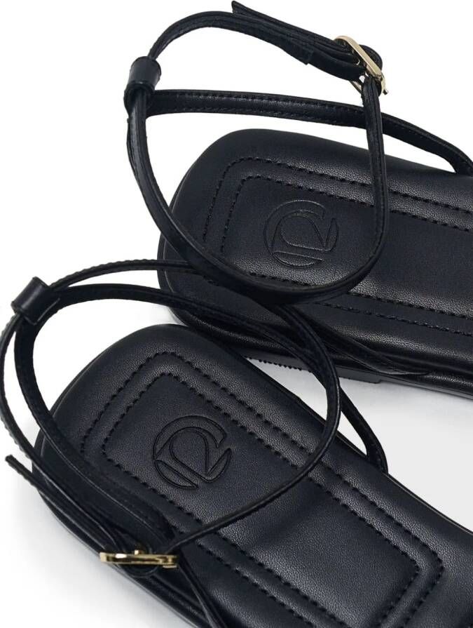 12 STOREEZ buckled leather sandals Black