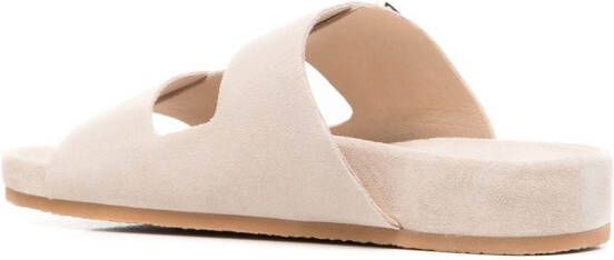 12 STOREEZ double-buckle flat sandals Neutrals