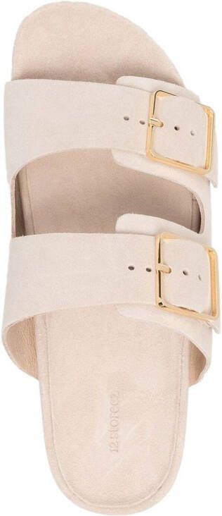 12 STOREEZ double-buckle flat sandals Neutrals