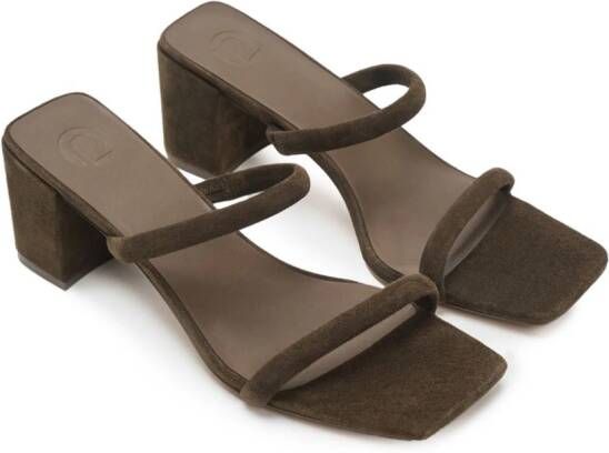 12 STOREEZ double-strap 70mm suede mules Brown