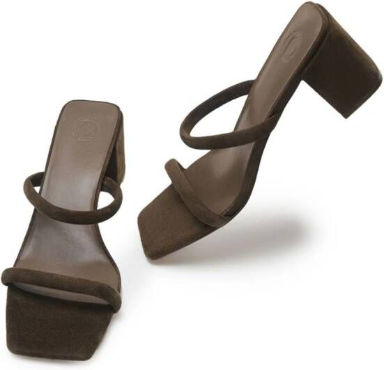 12 STOREEZ double-strap 70mm suede mules Brown