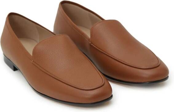 12 STOREEZ grained-texture leather loafers Brown