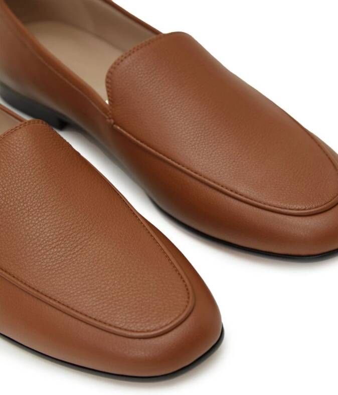 12 STOREEZ grained-texture leather loafers Brown