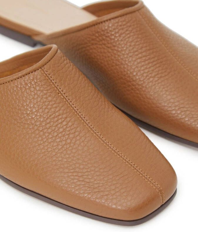 12 STOREEZ grained-texture leather mules Brown
