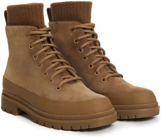 12 STOREEZ lace-up suede boots Brown