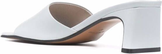 12 STOREEZ leather open toe 55mm mules Blue