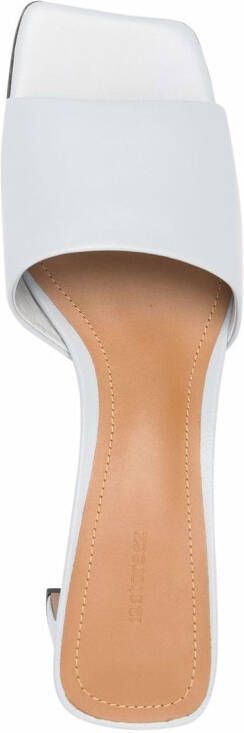 12 STOREEZ leather open toe 55mm mules Blue