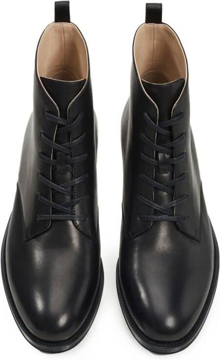 12 STOREEZ panelled lace-up leather ankle boots Black