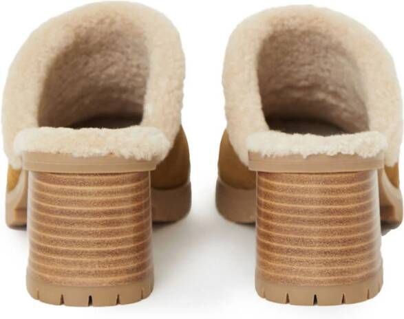12 STOREEZ shearling-lined 70mm mules Brown