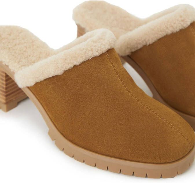 12 STOREEZ shearling-lined 70mm mules Brown