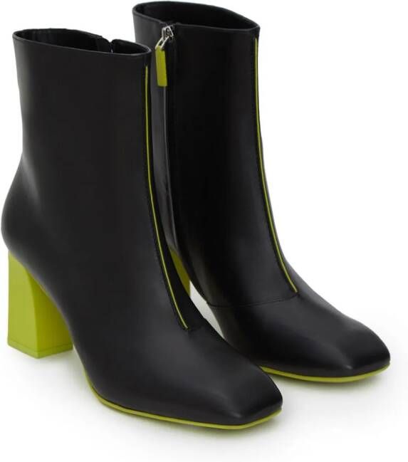 12 STOREEZ square-toe 80mm leather boots Black