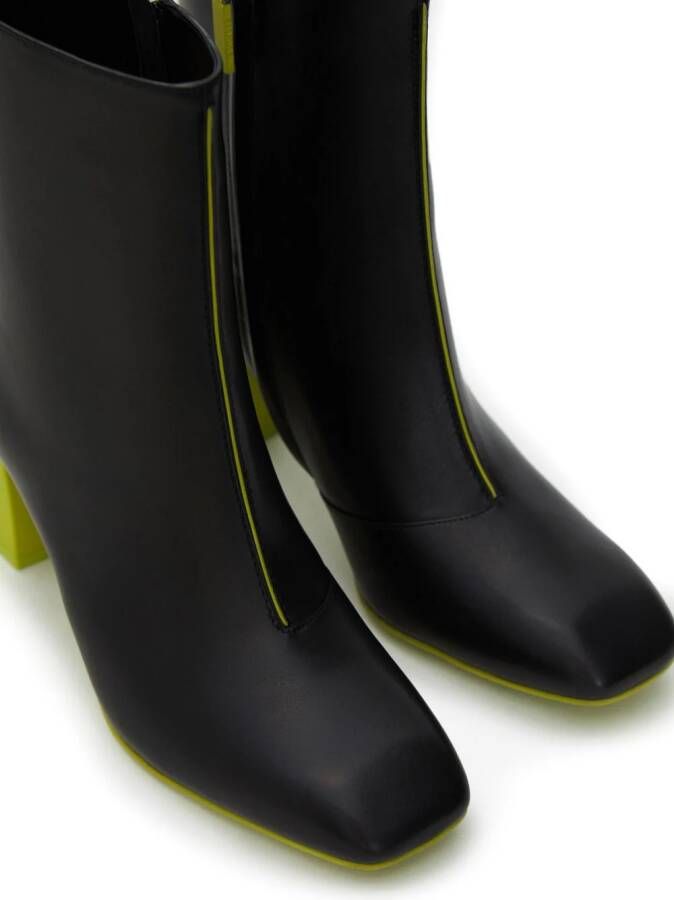 12 STOREEZ square-toe 80mm leather boots Black