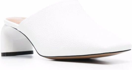 12 STOREEZ square toe leather mules White