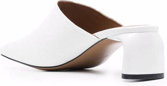 12 STOREEZ square toe leather mules White