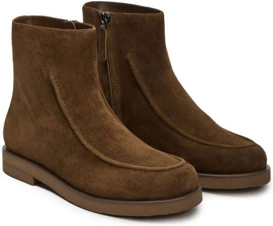 12 STOREEZ suede leather ankle boots Brown