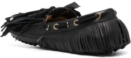 13 09 SR Puli fringe-detail leather loafers Black