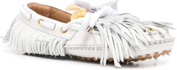 13 09 SR Pulwhi fringed leather loafers White