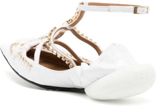 13 09 SR Tootsy Croco leather ballerina flats White