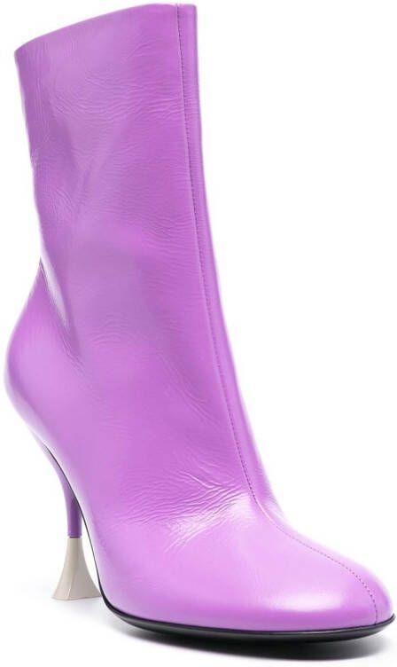 3juin 100mm leather ankle boots Purple