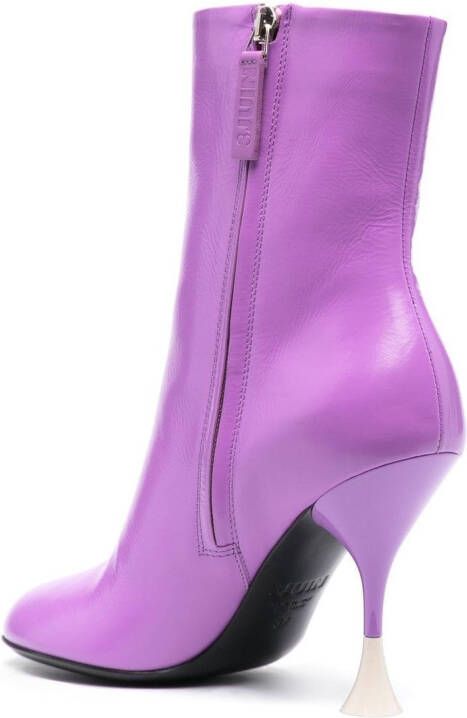 3juin 100mm leather ankle boots Purple