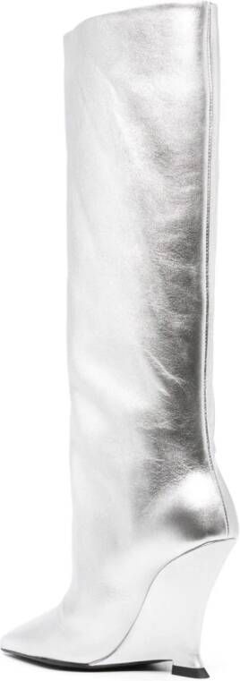 3juin 100mm pointed-toe leather boots Silver