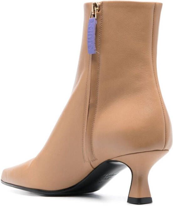 3juin 65mm pointed-toe leather boots Brown