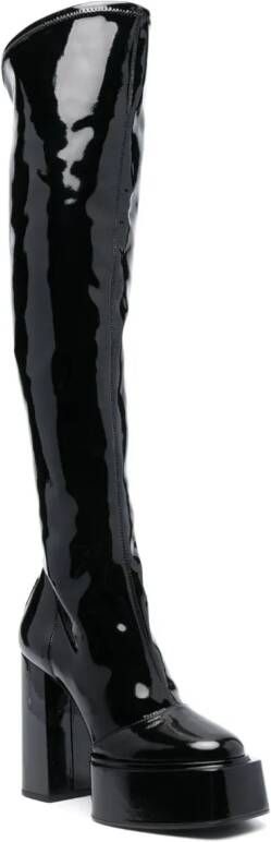 3juin Adele 120mm platform leather boots Black