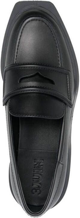 3juin almond-toe leather loafers Black