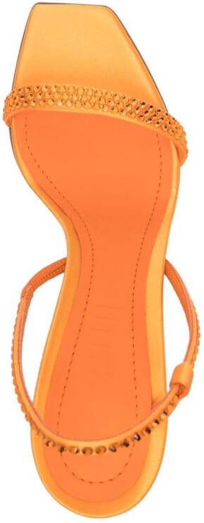 3juin crystal-embellished leather sandals Orange