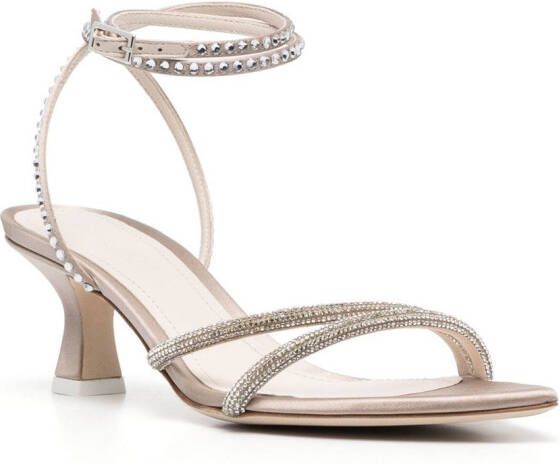 3juin crystal-embellished low-heel sandals Neutrals